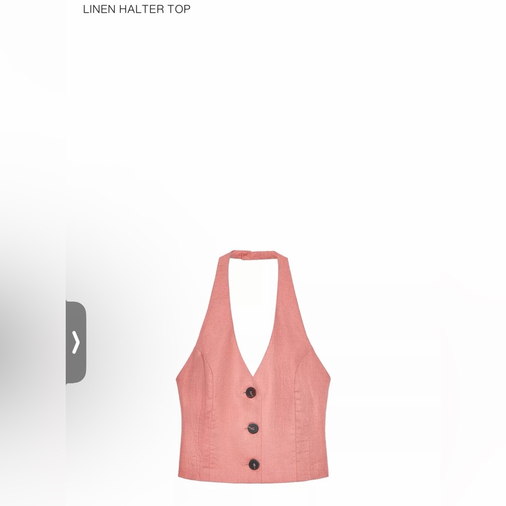 Zara Linen Halter Button-Front Top in Dusty Pink